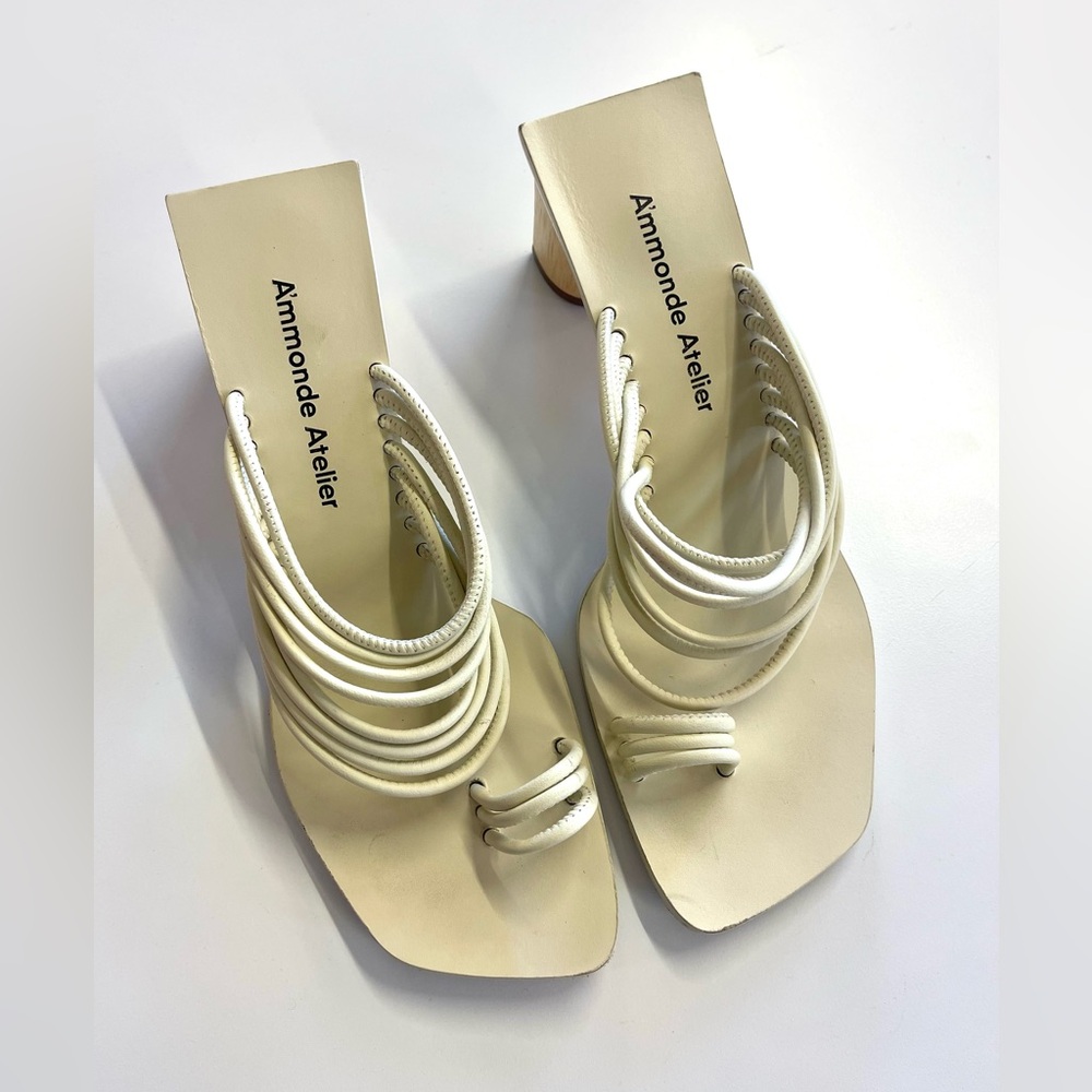 Revolve A’mmonde Atelier Ivory Alessandra Block Heel Sandal Women’s size 8